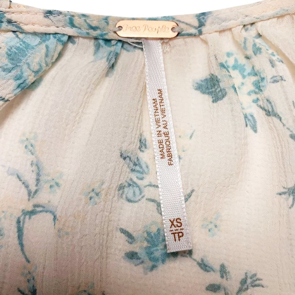 NWT FREE PEOPLE Final Rose Ruched Blouse in Vintage Cameo - Picture 9 of 10
